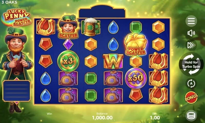 Lucky Penny Power Scatter - Power Scatter simbol sa zlatnikom i pozadinskim osvjetljenjem